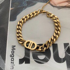 Letter D Gold Coarse Bracelet